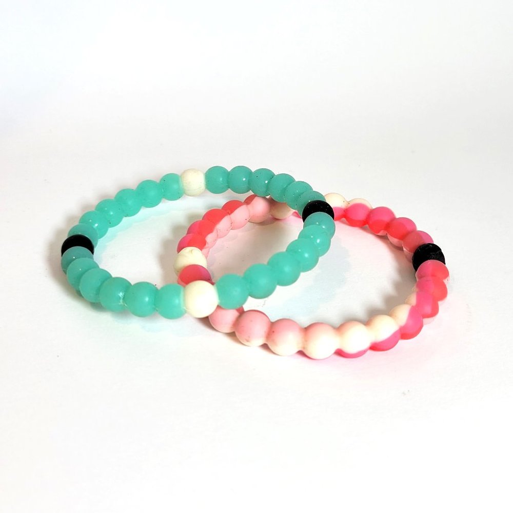 Set of 2 Lokai Style Balance Day and Night Pink Teal Bracelets